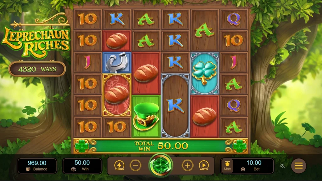 Leprechaun riches серебристая рамка выигрыш.